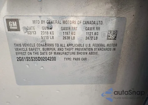 2013 Cadillac Xts Premium z USA, uszkodzony, nr VIN 2G61S5S35D9204200